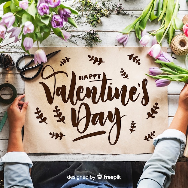 Gratis vector happy valentijnsdag belettering