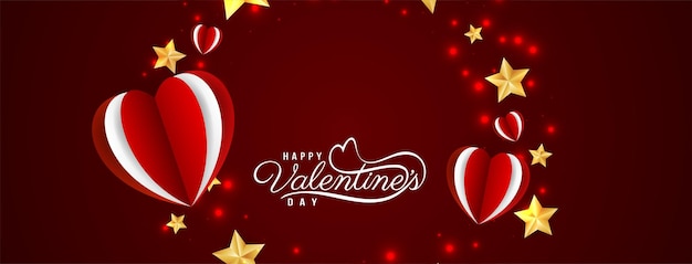 Happy Valentijnsdag decoratieve harten banner ontwerp vector