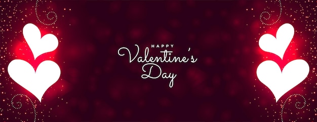 Happy valentijnsdag gloeiende sparkles banner ontwerp