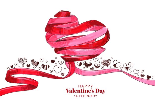 Happy Valentijnsdag mooie lint hart wenskaart achtergrond