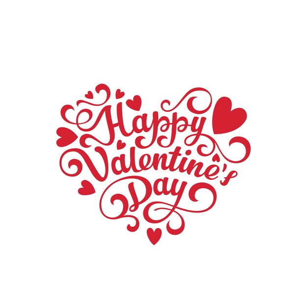 Happy Valentijnsdag tekst belettering hartvorm