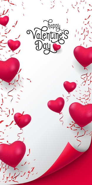 Gratis vector happy valentine day belettering. inscriptie met ballonnen
