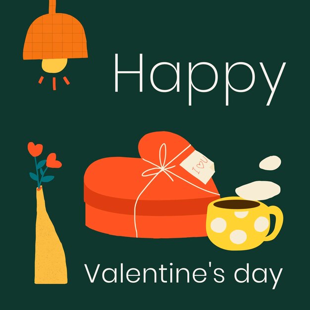 Happy Valentine's day-sjabloon, romantische post voor Instagram-vector