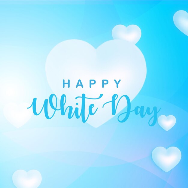 Happy White Day Groeten Wit Hart Blauwe Achtergrond Social Media Design Banner