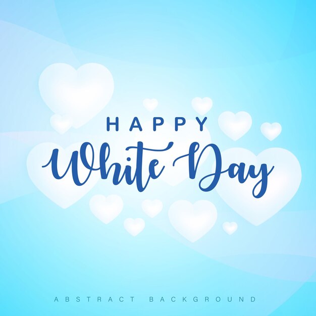 Happy White Day Groeten Wit Hart Blauwe Achtergrond Social Media Design Banner