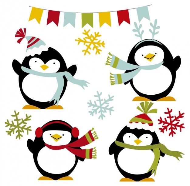 Gratis vector happy winter pinguïns