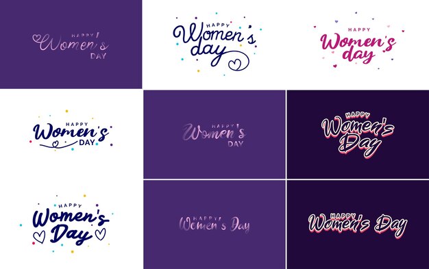 Happy Women's Day wenskaartsjabloon met hand belettering tekstontwerp creatieve typografie geschikt voor vakantiegroeten vectorillustratie