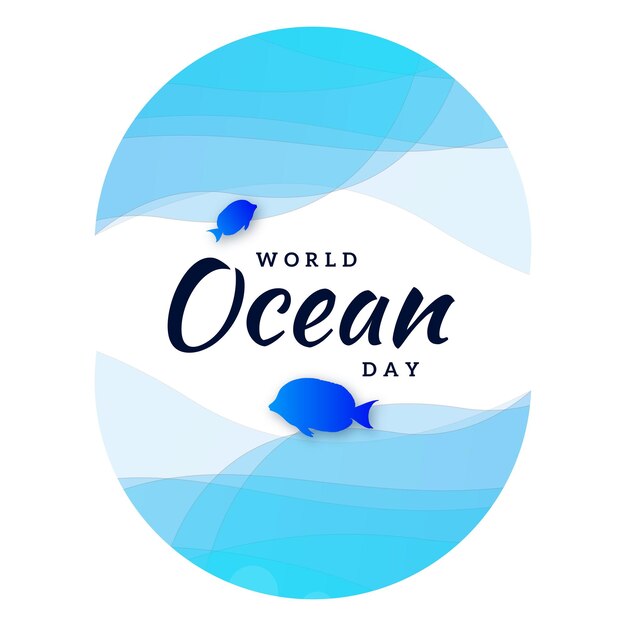 Happy World Ocean Day Blauw Witte Achtergrond Social Media Design Banner Gratis Vector