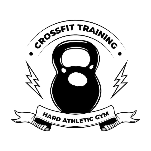 Harde crossfit. Fitness training vintage embleem, bodybuilder