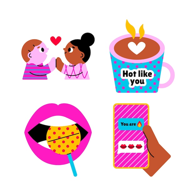 Gratis vector harmonie flirt stickers collectie