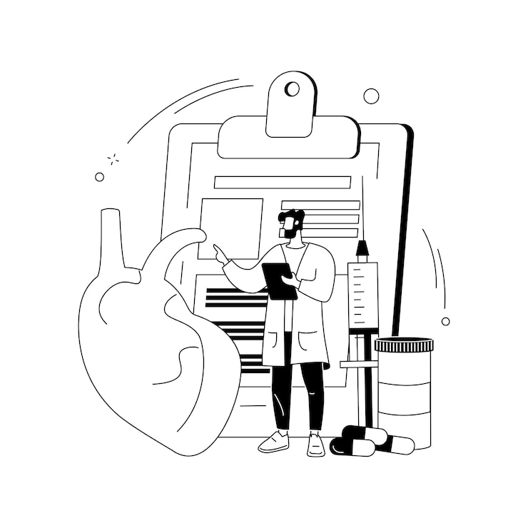 Gratis Vector hart-en vaatziekten behandeling abstract concept vector illustratie pijn op de borst hartslag probleem patiënt genezen professionele therapie en ziekenhuiszorg medicatie en pillen abstracte metafoor