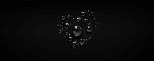 Gratis vector hart regen water druppel bubbels vector achtergrond glas oppervlak met realistische heldere condensatie liefde vorm 3d effect donkere spray abstracte regendruppel illustratie met traan blob regenachtige vloeibare aqua ontwerp