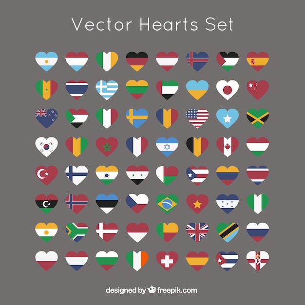 Harten collectie met internationale vlaggen
