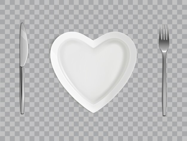 Hartplaat, vork en mes, lege tabel instelling