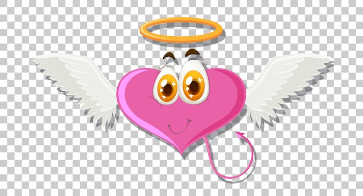 Gratis Vector hartvormige engel met gezichtsuitdrukking
