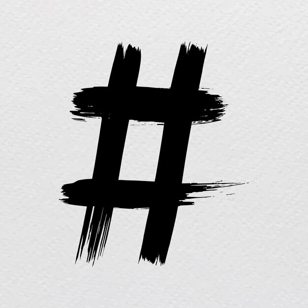 Hashtag symbool penseelstreek typografie vector