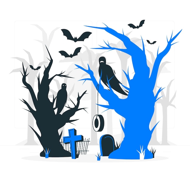 Gratis vector haunted forest concept illustratie