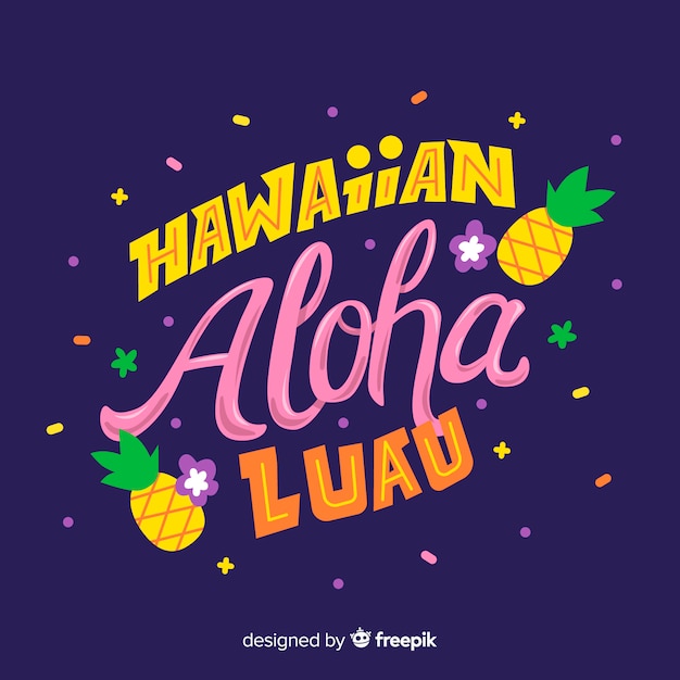 Gratis vector hawaiiaanse luau van letters voorziende achtergrond