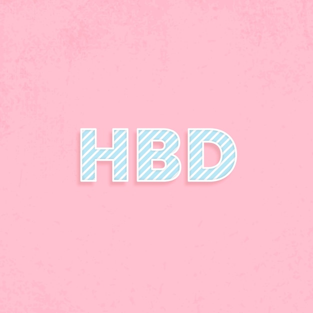 Hbd candy stripe tekst vector typografie