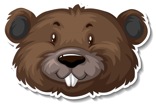 Gratis vector head of beaver dieren cartoon sticker