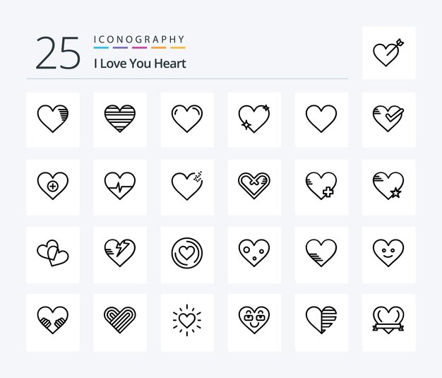 Heart 25 Line icon pack inclusief hart hart goed kloppend hart