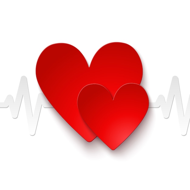 Heart rate rood papier embleem icoon of vector illustratie afdrukken