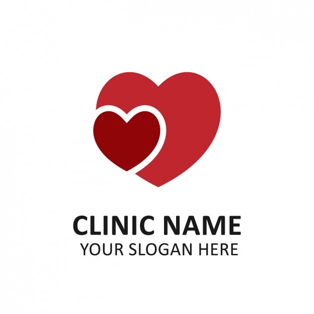 Gratis Vector heart shaped health clinic template logo