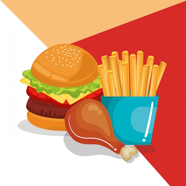 Gratis vector heerlijk fastfoodmenu