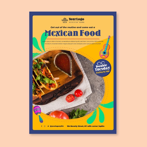 Gratis vector heerlijk mexicaans eten flyer-sjabloon