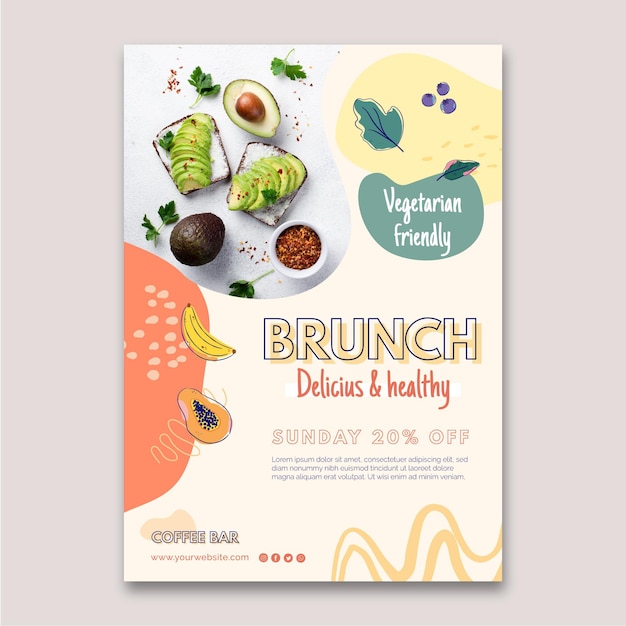 Gratis vector heerlijke brunch verticale flyer