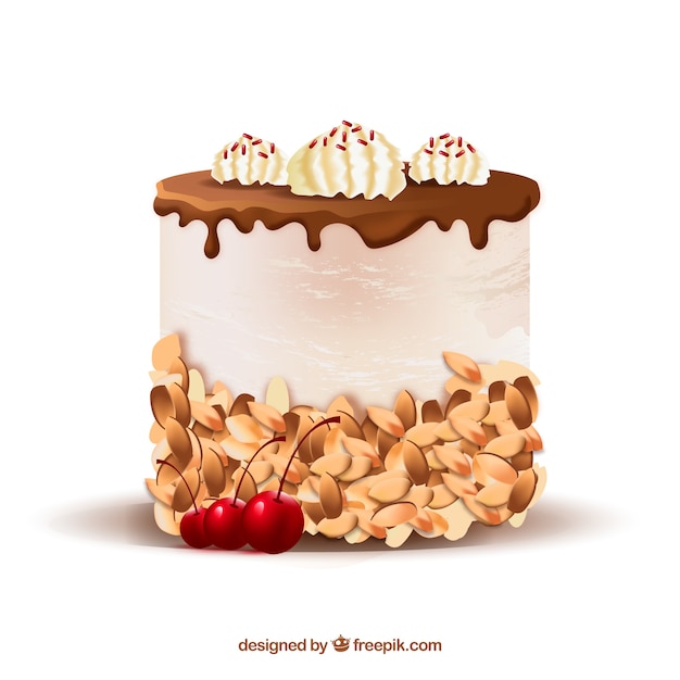 Gratis vector heerlijke cake met glazuur in realistische stijl