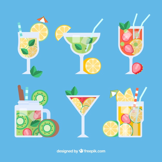 Gratis vector heerlijke cocktailcollectie in vlakke stijl