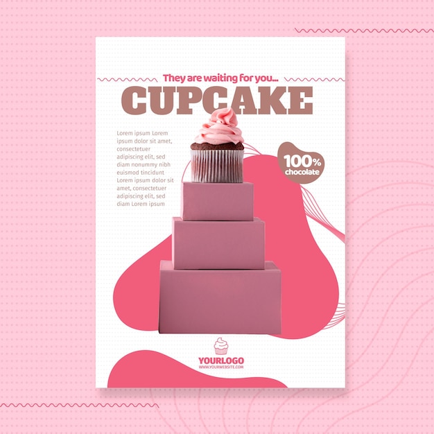 Gratis vector heerlijke cupcake folder sjabloon