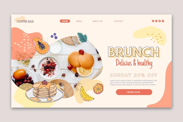 Gratis vector heerlijke en gezonde brunch-bestemmingspagina