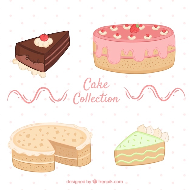 Gratis vector heerlijke gebakjes collectie in de hand getrokken stijl