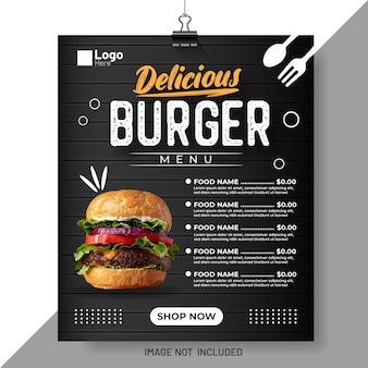 Heerlijke hamburger menu social media post flyer sjabloon