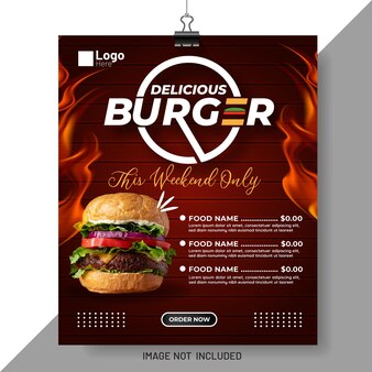 Heerlijke hamburger menu social media post flyer sjabloon