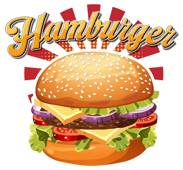 Gratis vector heerlijke hamburger met tekstpictogram