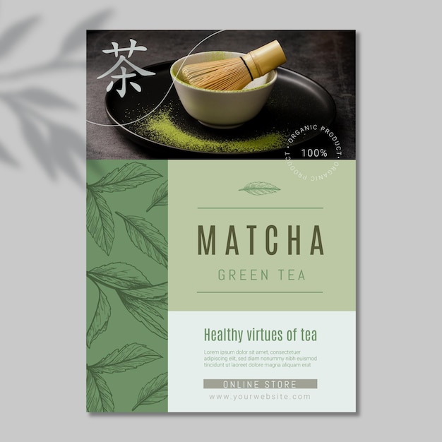 Heerlijke matcha thee poster sjabloon