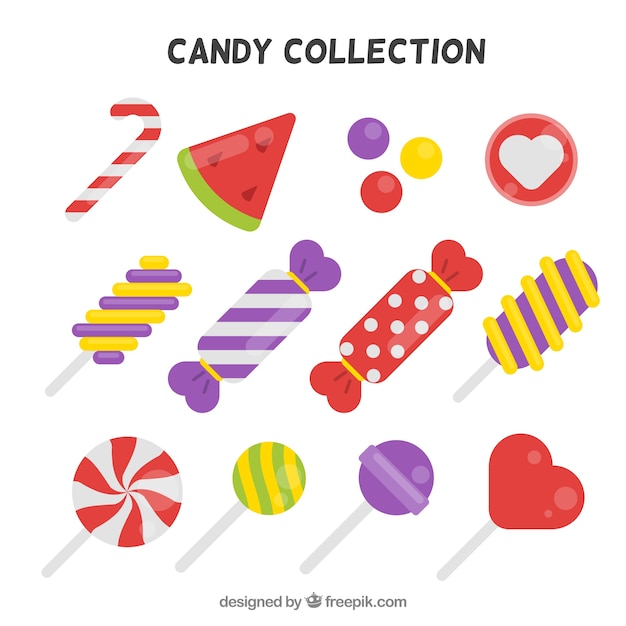 Gratis vector heerlijke snoepjes collectie met verschillende kleuren