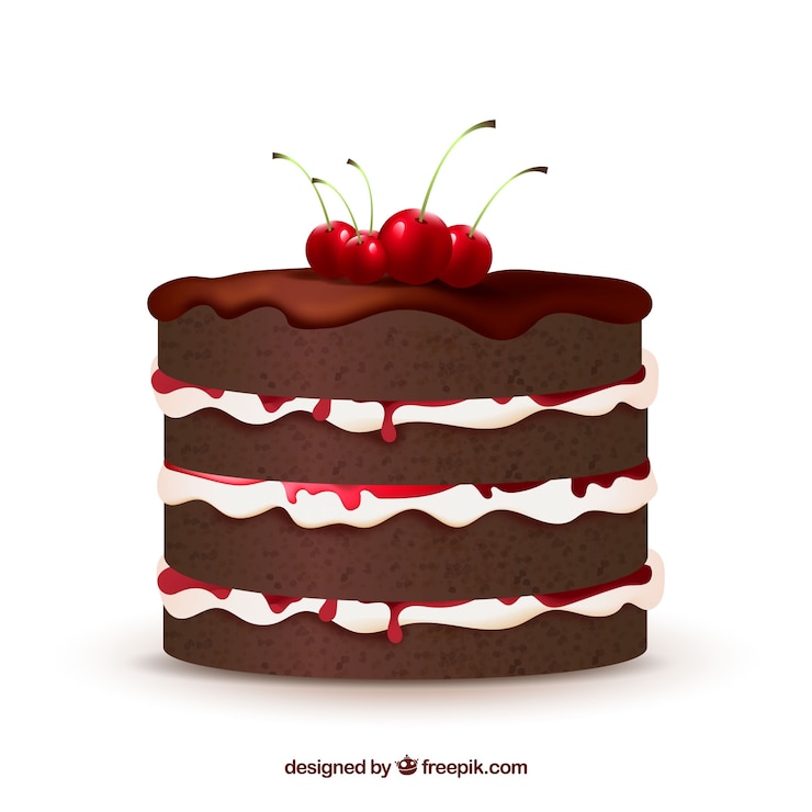 Gratis Vector heerlijke taart in realistische stijl.