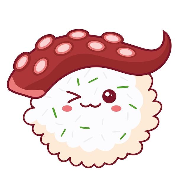 Gratis vector heerlijke tako-sushi kawaii