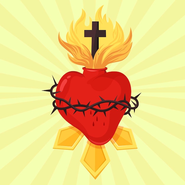 Gratis vector heilig hart met kruis concept