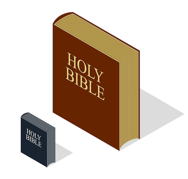 Heilige bijbel 3d isometrische boek vectorillustratie geïsoleerd op wit.