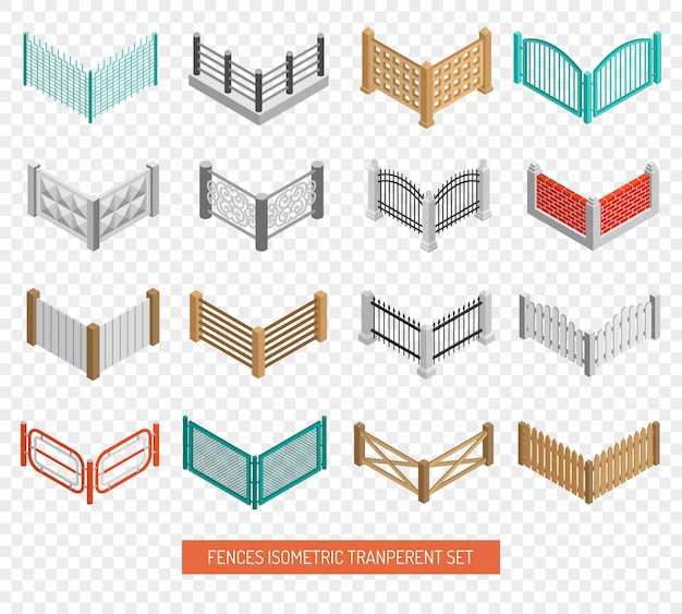 Hekken Types Pictogrammen Isometrische Transparante Set
