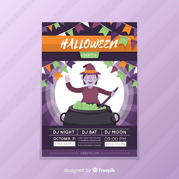 Gratis vector heks met de partijvlieger van smeltend pothalloween