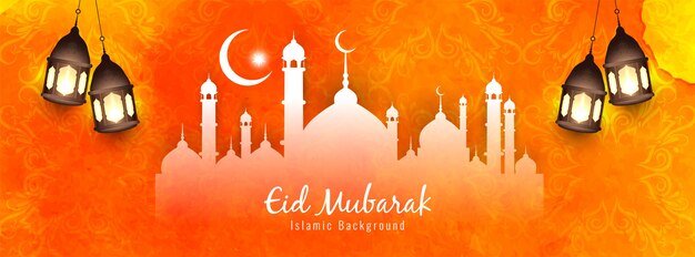 Helder religieus Eid Mubarak-bannerontwerp