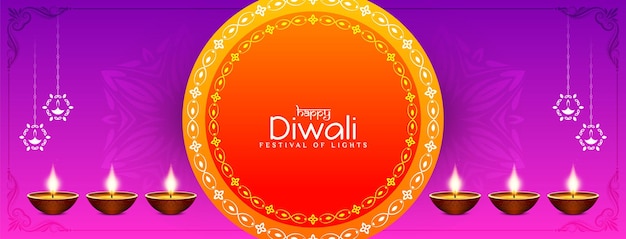 Helder stijlvol happy diwali indian festival decoratief bannerontwerp