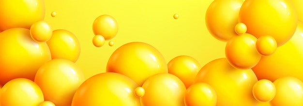 Gratis vector heldere gele achtergrond met 3d-ballen