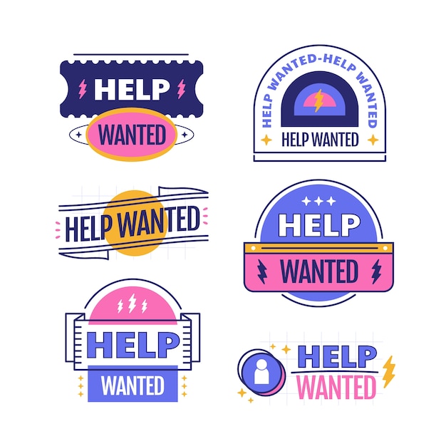 Gratis vector help gezocht label set ontwerp